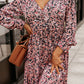 Printed V-Neck Long Sleeve Maxi Dress