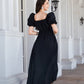 Surplice Neck Ruffle Hem Balloon Sleeve Maxi Dress