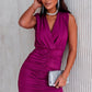 Ruched Surplice Sleeveless Wrap Dress