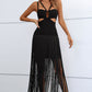 Cutout Strappy Neck Fringe Dress