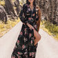 Floral V-Neck Split Maxi Dress