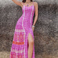 Printed Straight Neck Sleeveless Split Maxi Dress