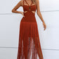 Cutout Strappy Neck Fringe Dress