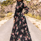 Floral V-Neck Split Maxi Dress