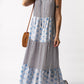 Mixed Print Tie-Neck Sleeveless Maxi Dress