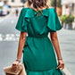 Round Neck Flutter Sleeve Ruffled Dress