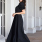 Surplice Neck Ruffle Hem Balloon Sleeve Maxi Dress