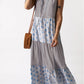 Mixed Print Tie-Neck Sleeveless Maxi Dress