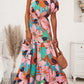 Printed One Shoulder Puff Sleeve Dress