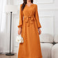 Tie Waist Puff Sleeve Maxi Dress