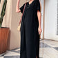 Decorative Button V-Neck Slit Maxi Dress