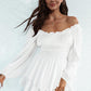 Off Shoulder Smocked Waist Romper