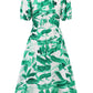 Ruched Printed Surplice Short Sleeve Dress