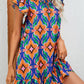 Printed Tie Neck Mini Dress