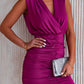 Ruched Surplice Sleeveless Wrap Dress