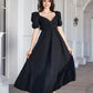 Surplice Neck Ruffle Hem Balloon Sleeve Maxi Dress