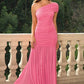 One-Shoulder Ruched Maxi Dress