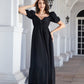 Surplice Neck Ruffle Hem Balloon Sleeve Maxi Dress