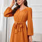 Tie Waist Puff Sleeve Maxi Dress